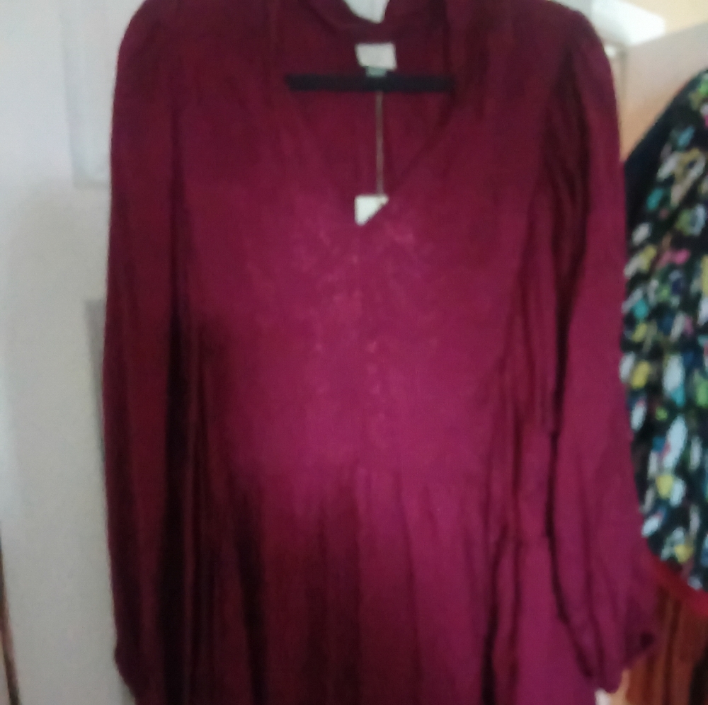 Burgundy Long Sleeve Dress